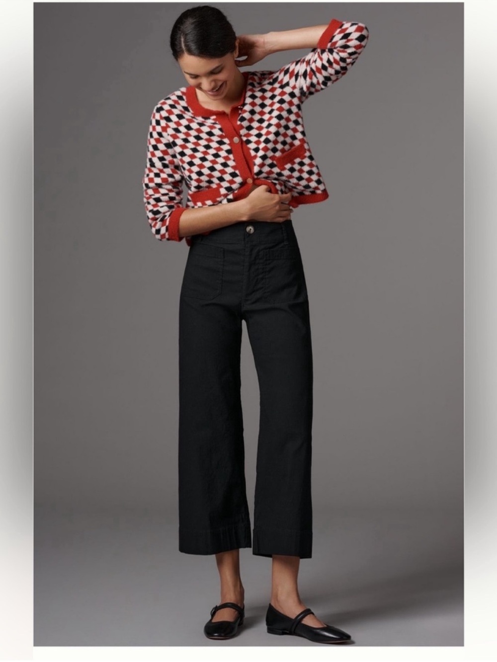 Maeve The Colette Black Cropped Wide-Leg Pants
